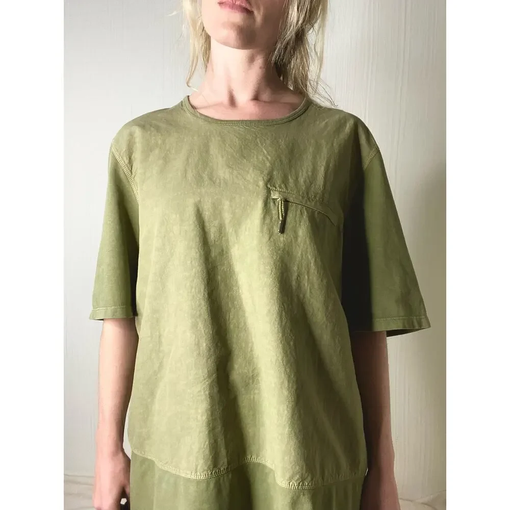 FOLK Moss Green Cotton Linen T Shirt US 5/XL - Picture 9 of 13